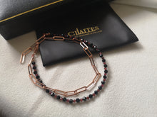 Load image into Gallery viewer, Red & Black Spinel Rose Gold Chain Bracelet