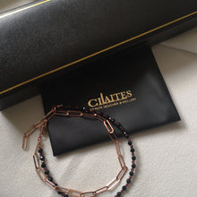 Load image into Gallery viewer, Red & Black Spinel Rose Gold Chain Bracelet