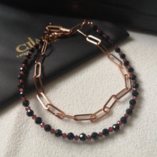 Load image into Gallery viewer, Red & Black Spinel Rose Gold Chain Bracelet