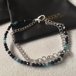 Apatite Spinel Silver Tone Chain Bracelet